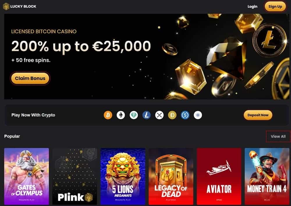 Lucky Block casino platform – leading Canada online casino for crypto players and huge welcome bonuses.